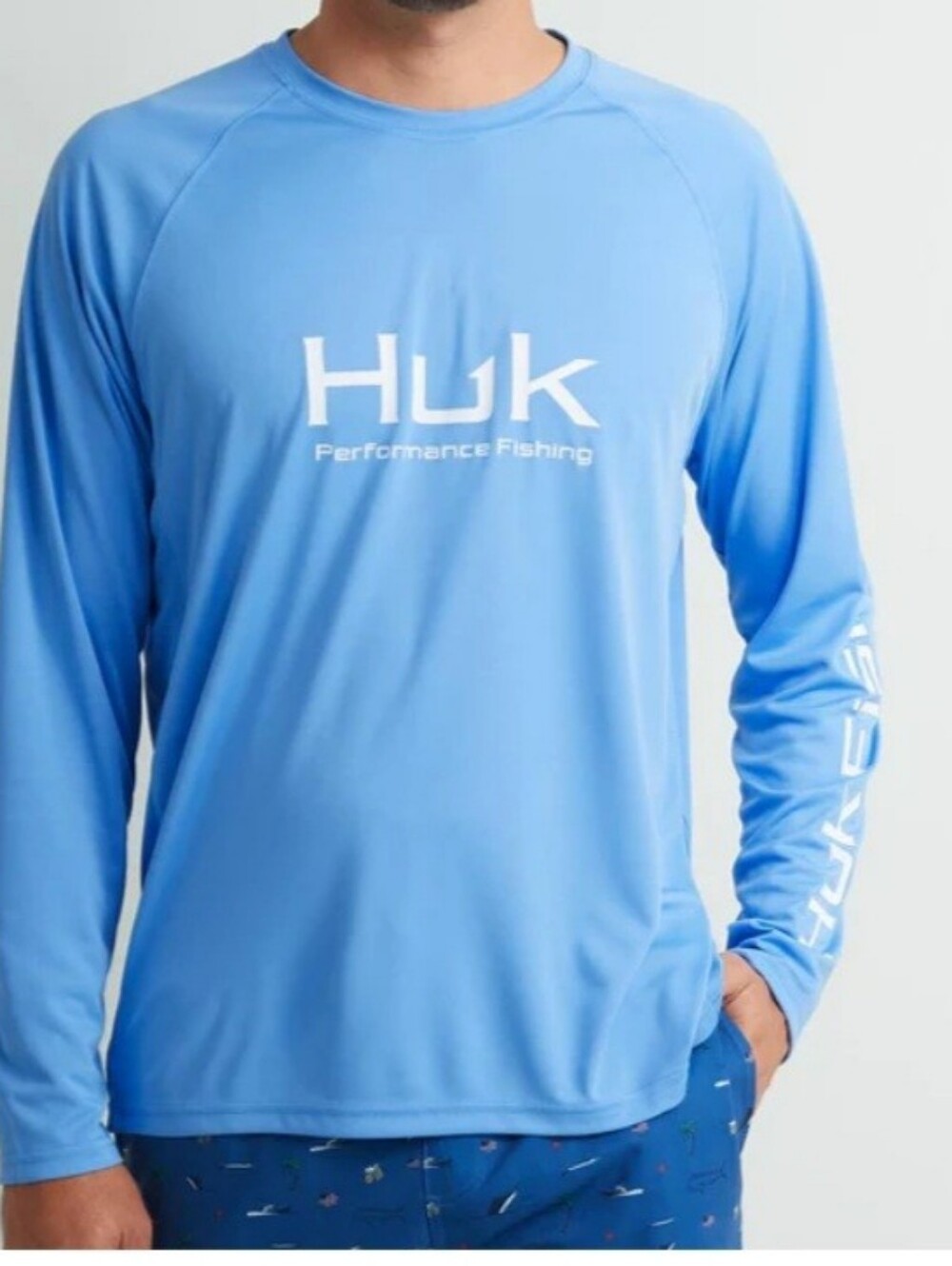 Huk Men's Fishing Shirt Blue Size Small
